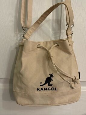 Kangol Alice Canvas Bucket Bag small, ivory, drawstring closure, crossbody